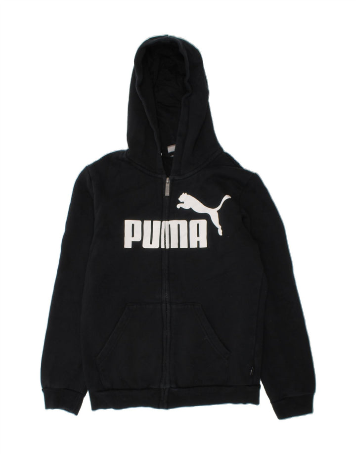 PUMA Boys Graphic Zip Hoodie Sweater 11-12 Years Black Cotton Vintage Puma and Second-Hand Puma from Messina Hembry 
