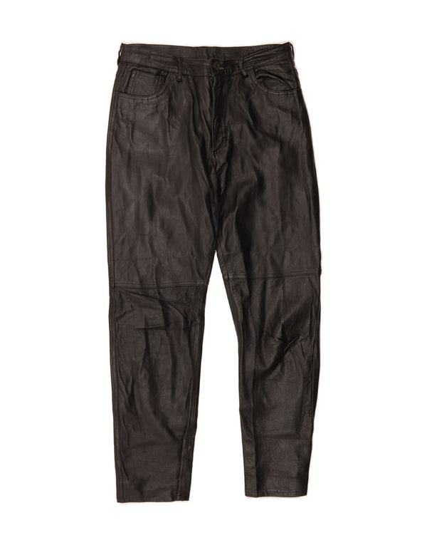 Calça feminina de couro de cintura alta PHARD IT 48 XL W32 L30 couro preto