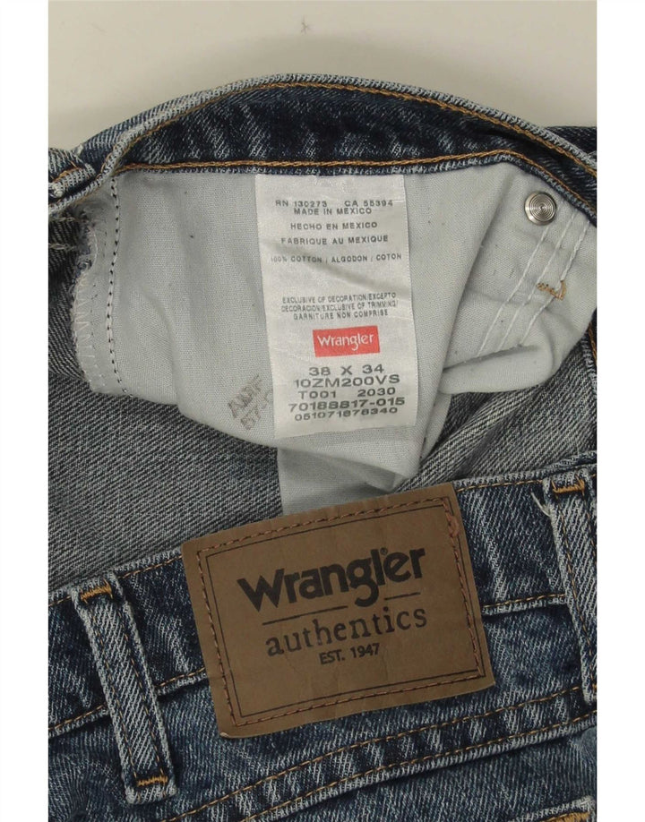 Wrangler Mens Straight Jeans W38 L34 Azul Algodão