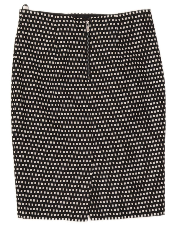 Saia lápis feminina Marks & Spencer UK 10 pequena W30 azul marinho geométrica