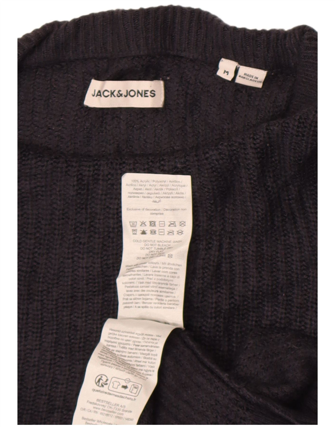 Suéter masculino Jack & Jones com gola redonda, azul marinho médio
