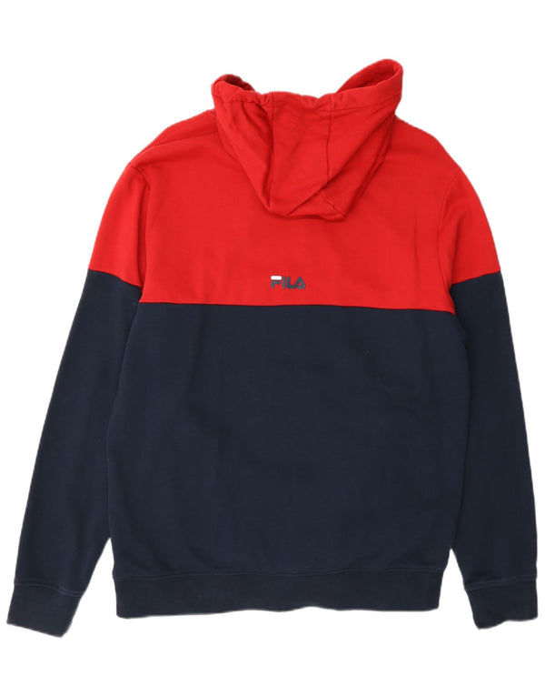 Fila Mens Graphic Hoodie Jumper Médio Azul Marinho Colourblock Algodão