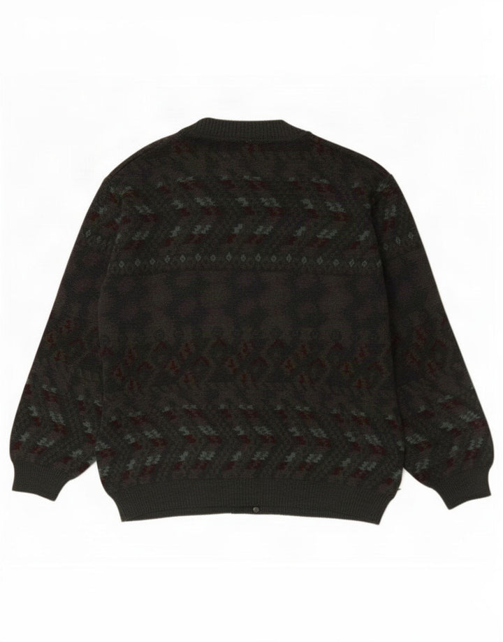 Suéter cardigã masculino vintage grande cinza