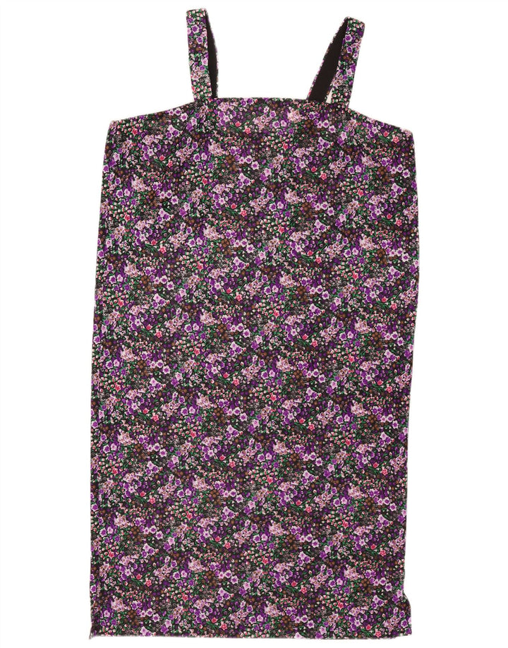 Vestido de verão feminino vintage Reino Unido 14 grande floral multicolorido