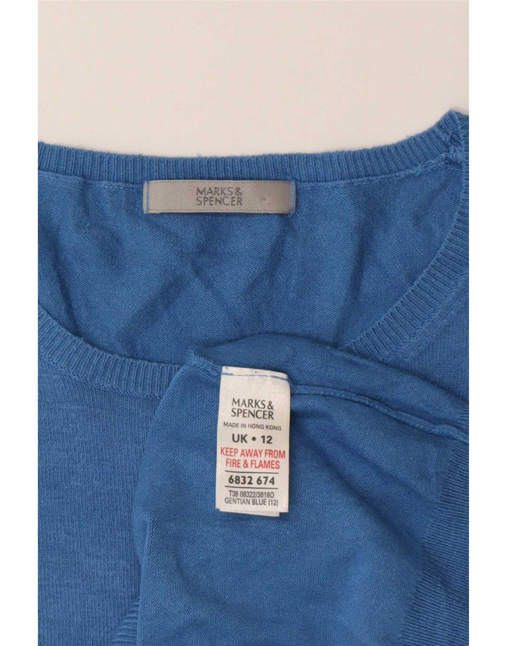 Suéter feminino Marks & Spencer com gola canoa Reino Unido 12 azul médio