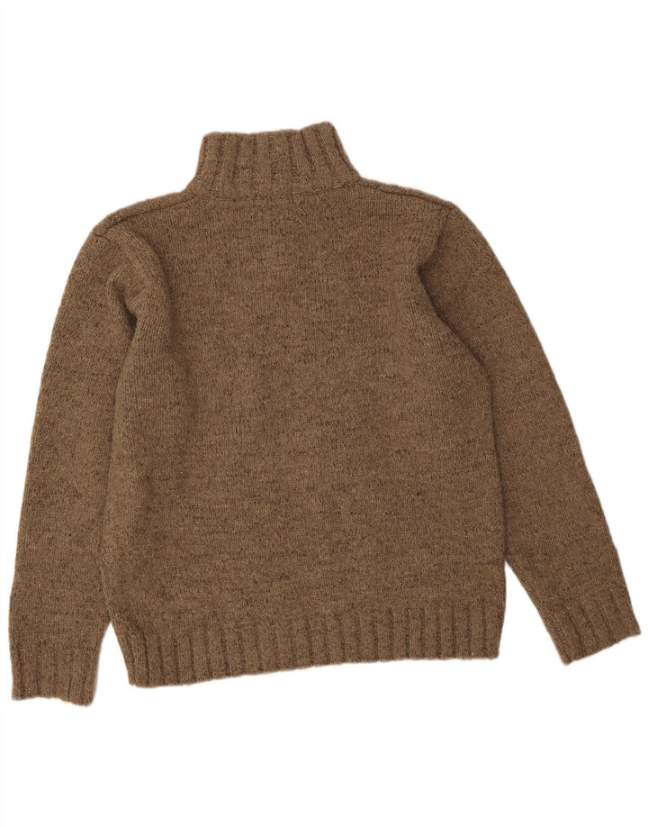 Suéter masculino Marks & Spencer com zíper e gola em acrílico marrom médio