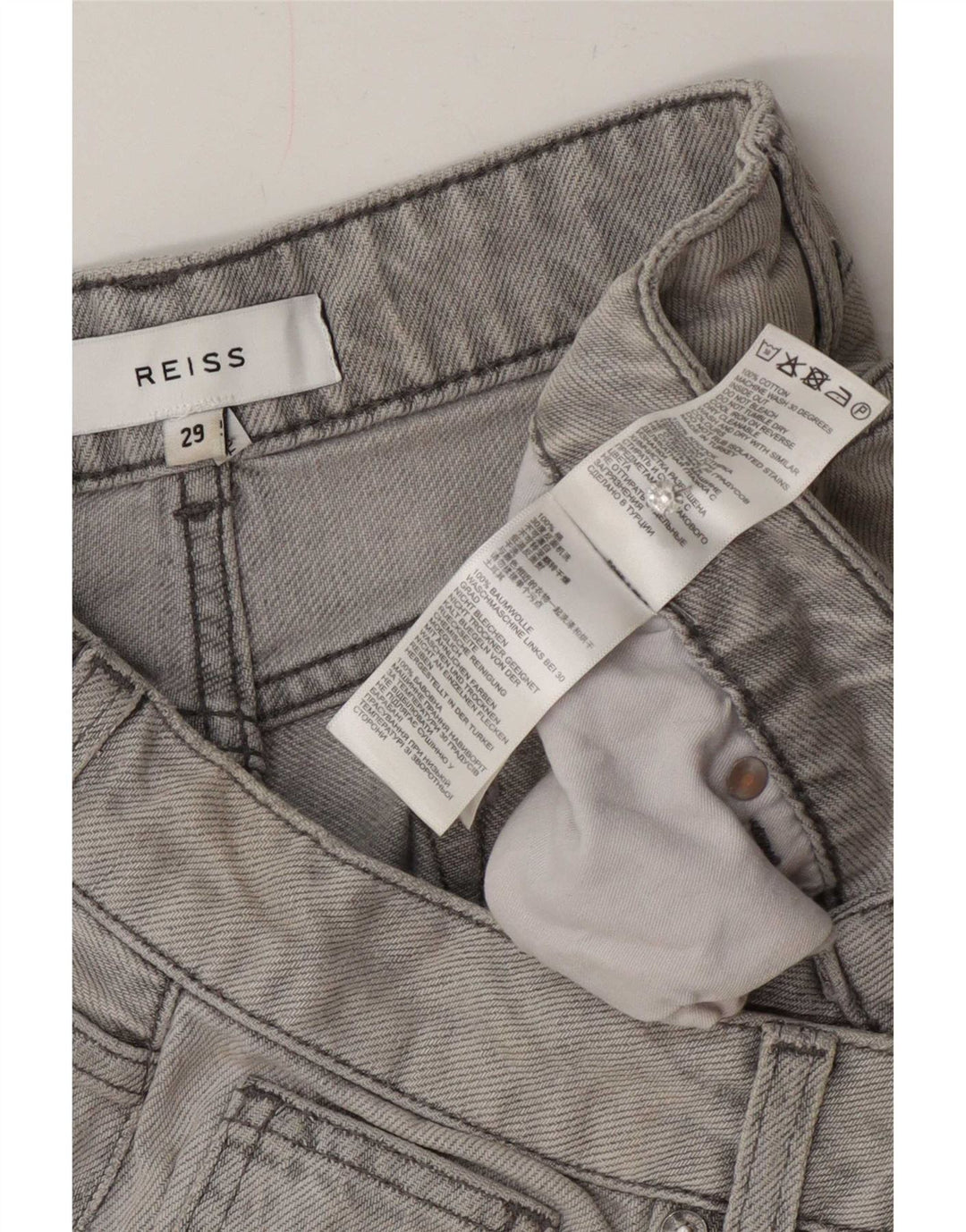 Calça Jeans Capri Feminina Reiss W29 L21 Algodão Cinza