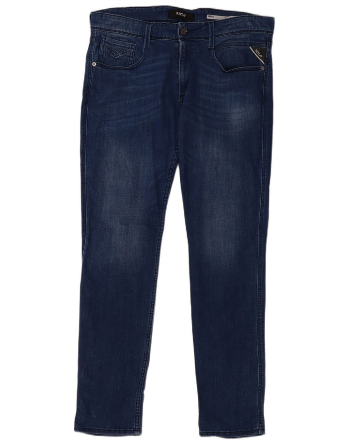 Replay Jeans Feminino Anbass Slim W34 L32 Azul Algodão