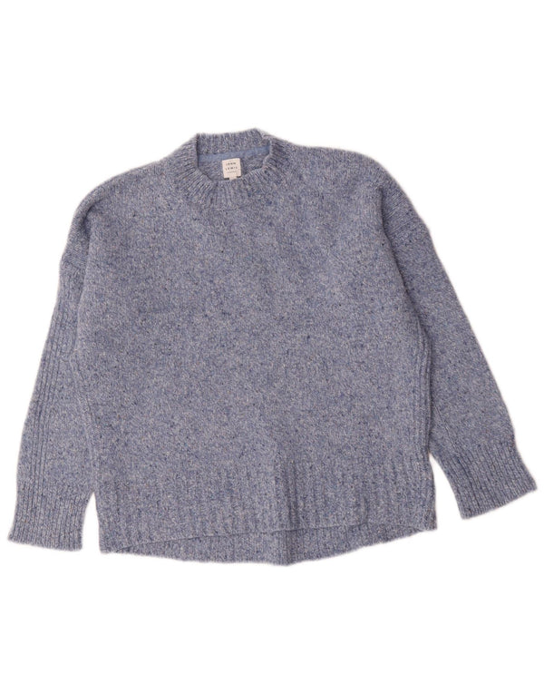 Suéter feminino John Lewis com gola redonda Reino Unido 10 pequeno azul manchado