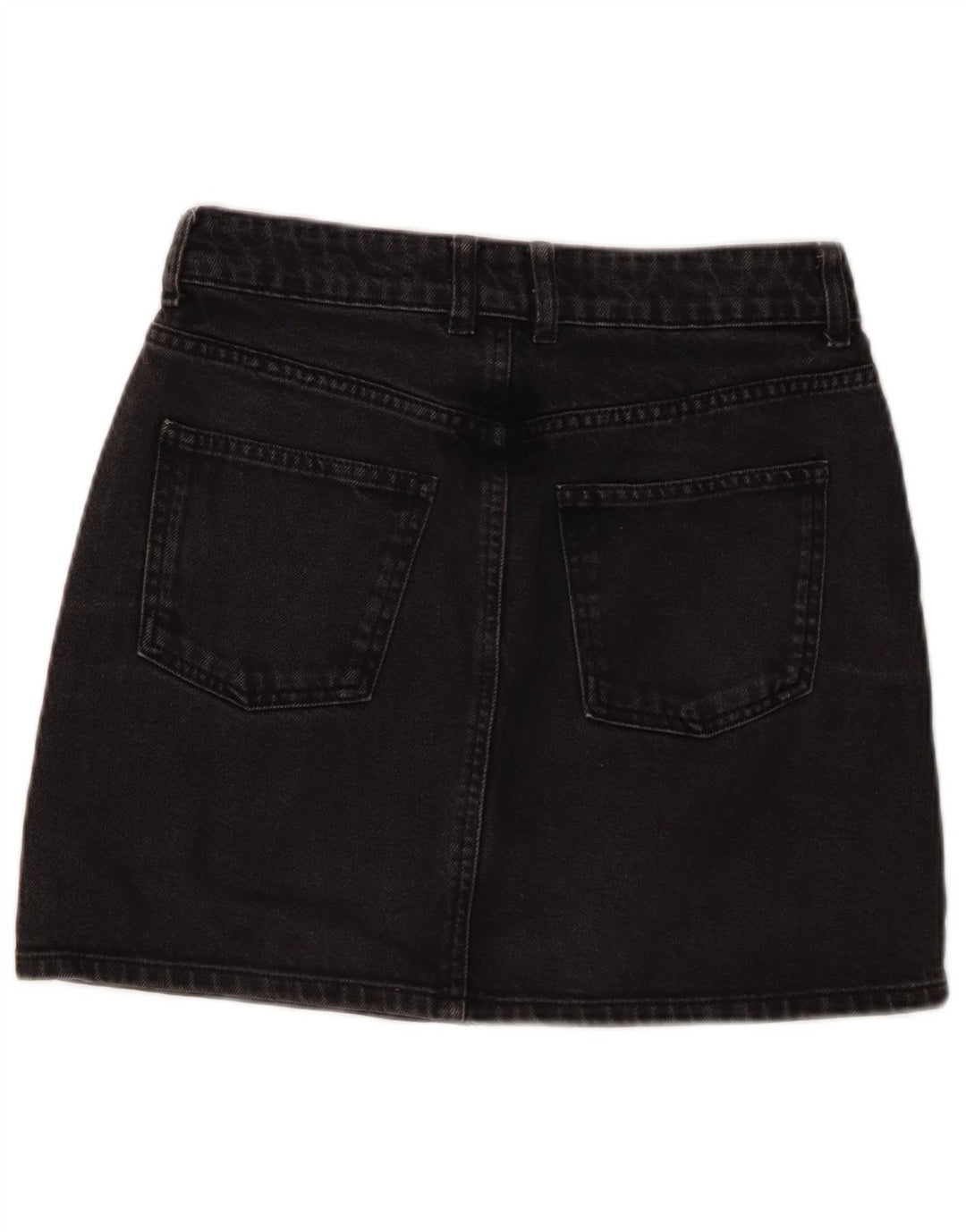 Saia jeans feminina TOPSHOP UK 10 pequena W26 algodão preto