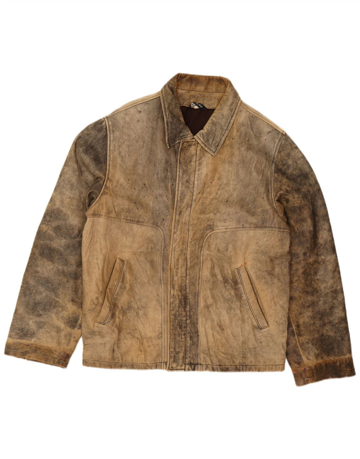 Jaqueta de couro masculina Desi UK 38 couro marrom médio
