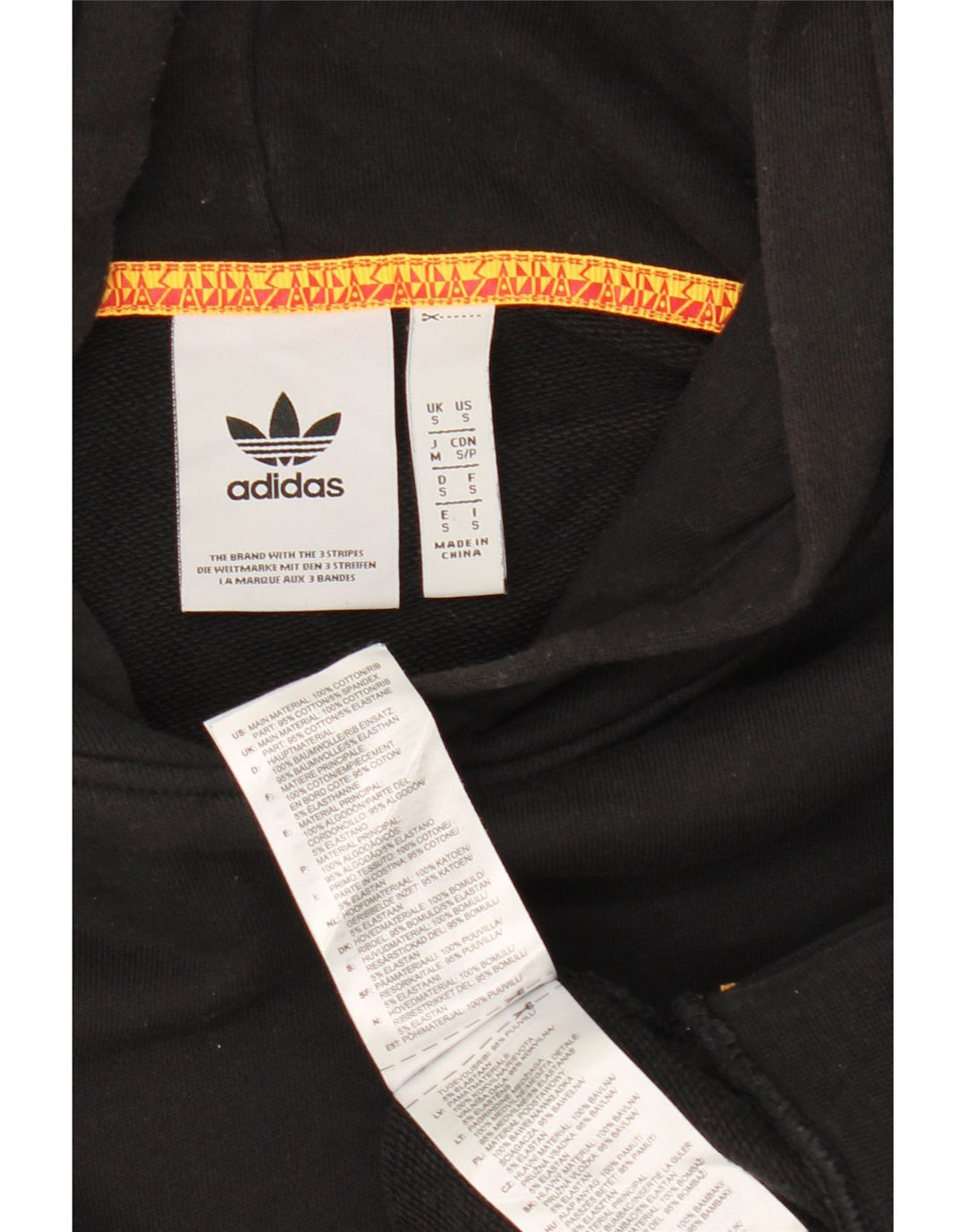 Adidas Mens Hoodie Jumper Pequeno Algodão Preto