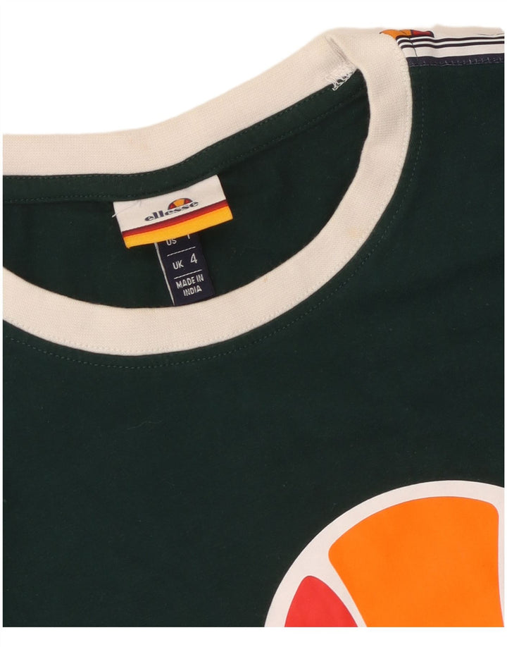 Camiseta feminina ELLESSE com estampa gráfica UK 4 XS algodão verde
