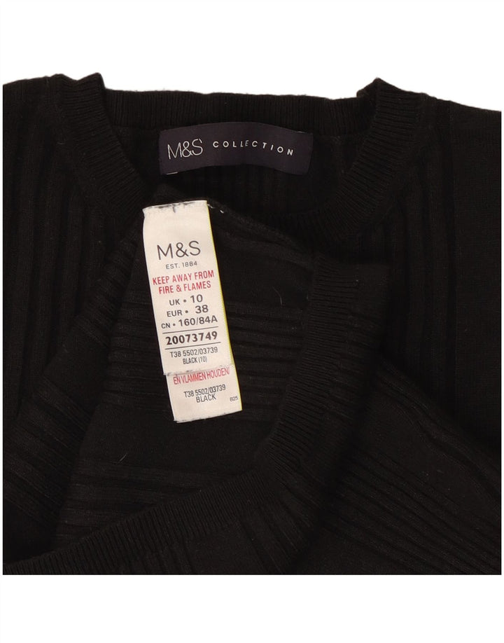 Suéter feminino Marks & Spencer com gola redonda e gola redonda Reino Unido 10 pequeno preto