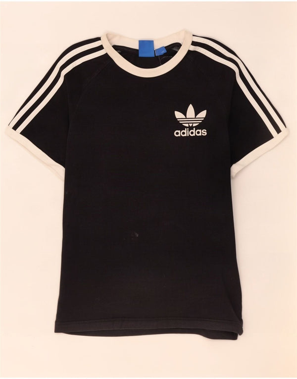 Adidas Mens Camiseta Top Pequeno Algodão Preto