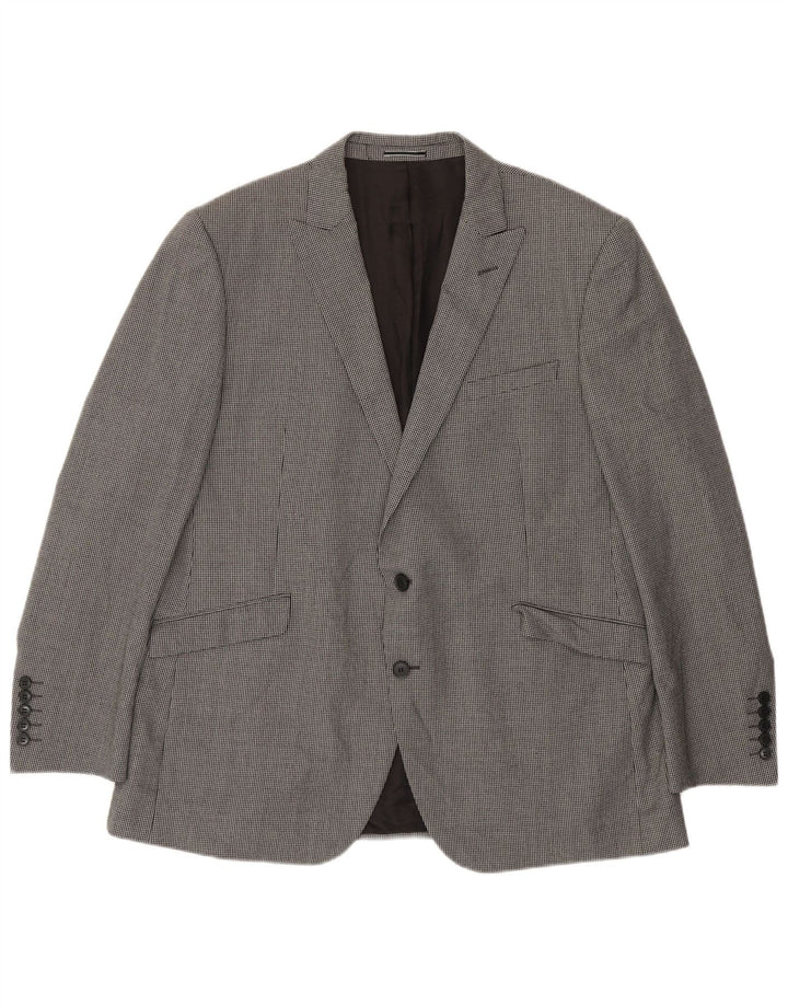 Jaqueta blazer masculina de 2 botões Marks & Spencer UK 46 3XL cinza houndstooth lã