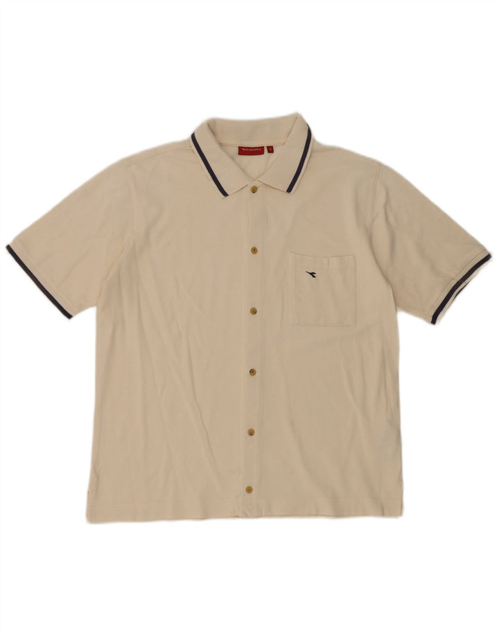 Camisa masculina de manga curta Diadora algodão branco médio