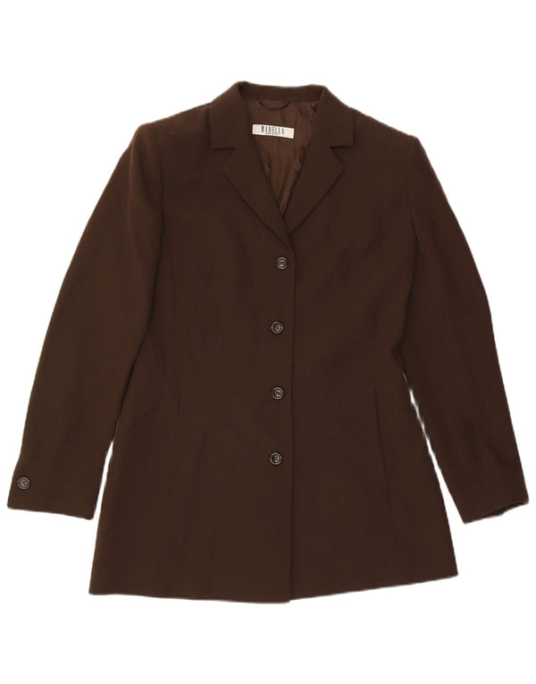 Jaqueta blazer feminina Marella de 4 botões Reino Unido 12 lã marrom médio clássico