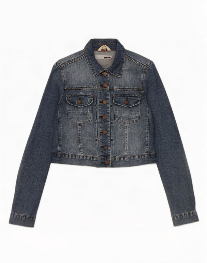 Jaqueta jeans feminina Topshop UK 12 algodão azul médio