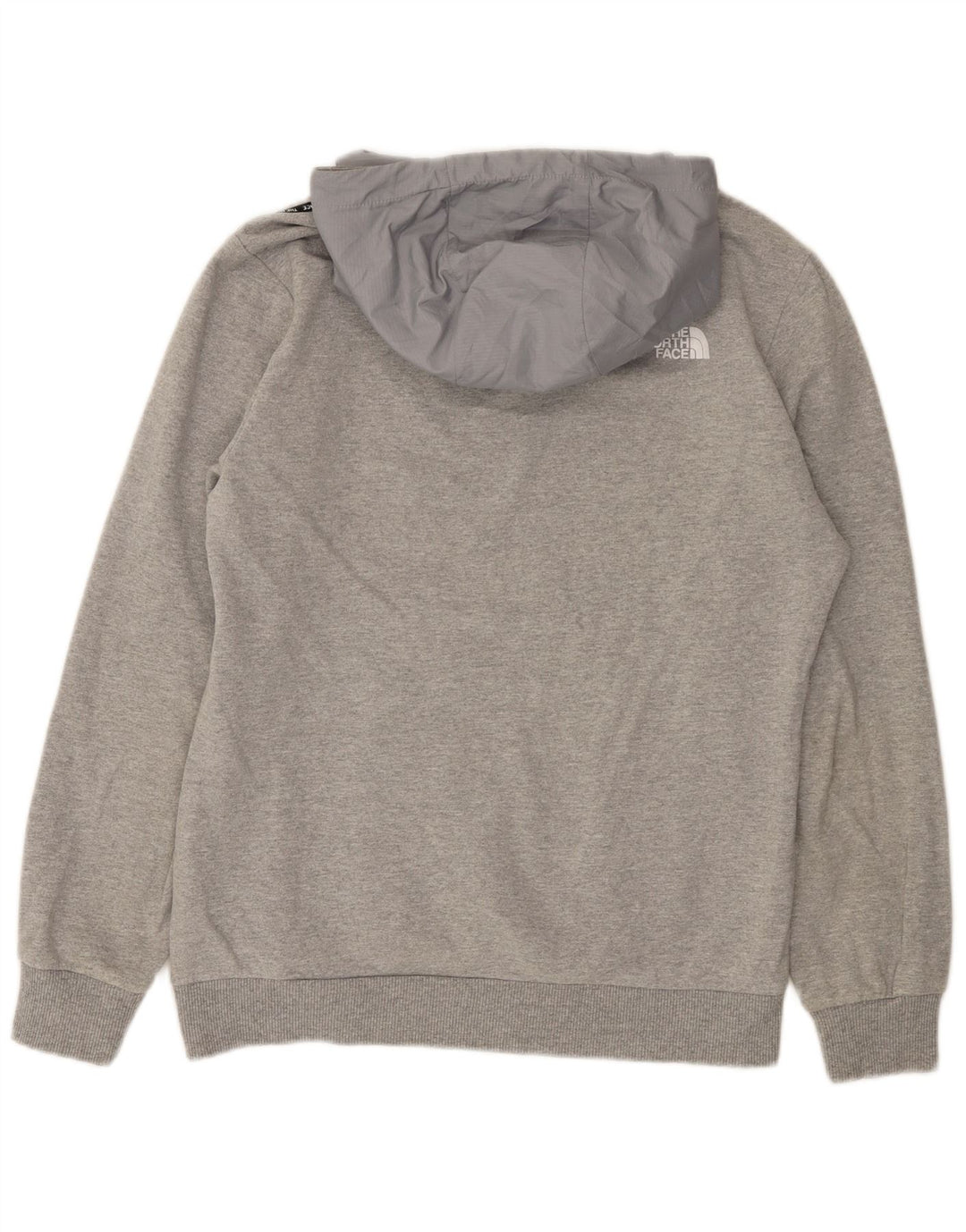 Suéter com capuz gráfico masculino The North Face algodão cinza médio