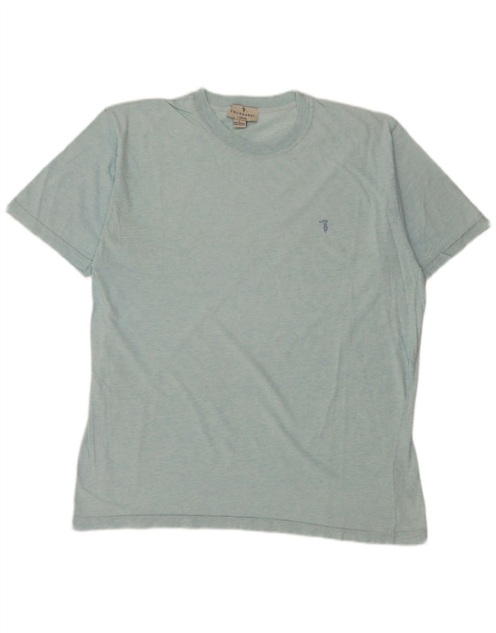 Camiseta masculina Trussardi Top grande algodão azul