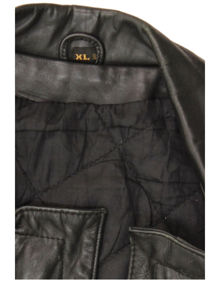 Jaqueta de couro militar masculina vintage UK 42 XL preta