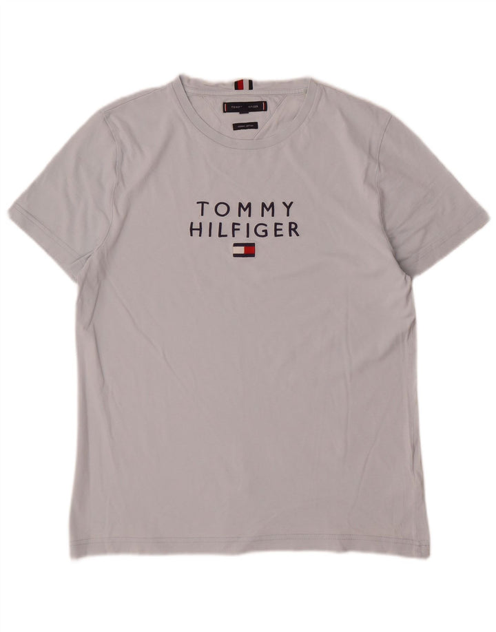 Camiseta masculina Tommy Hilfiger com estampa gráfica cinza médio algodão