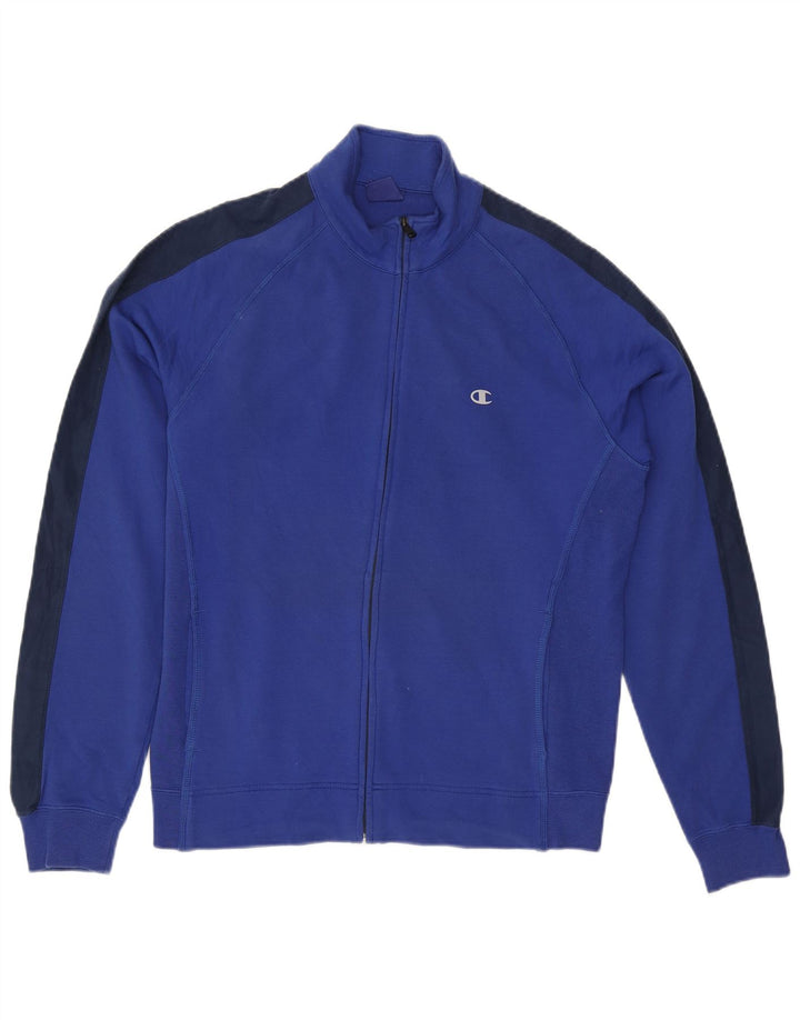 Jaqueta masculina de agasalho Champion grande azul colorblock algodão