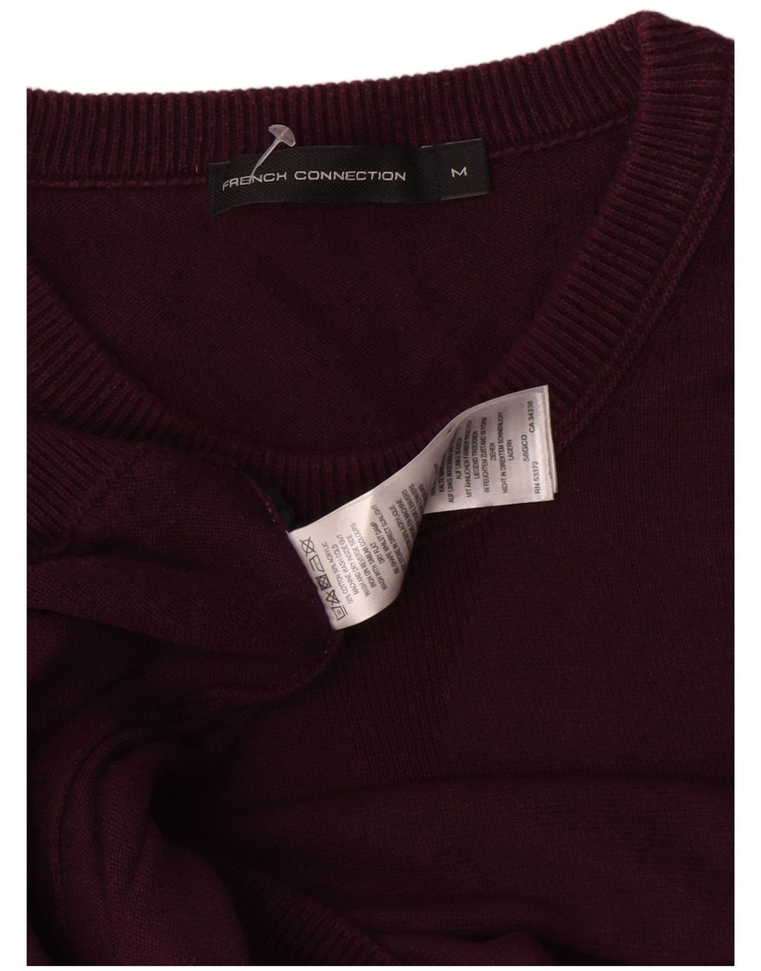Suéter masculino French Connection com gola redonda, algodão médio Borgonha