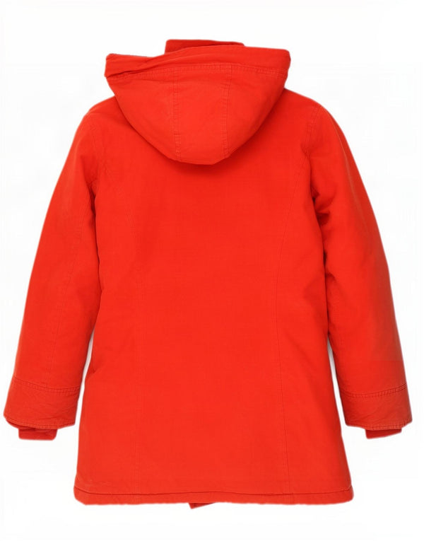 Jaqueta feminina acolchoada com capuz Woolrich Reino Unido 14 algodão vermelho médio