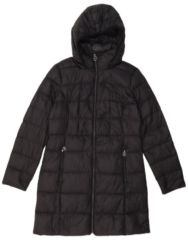 Michael Kors Casaco acolchoado feminino com capuz UK 12 Nylon preto médio
