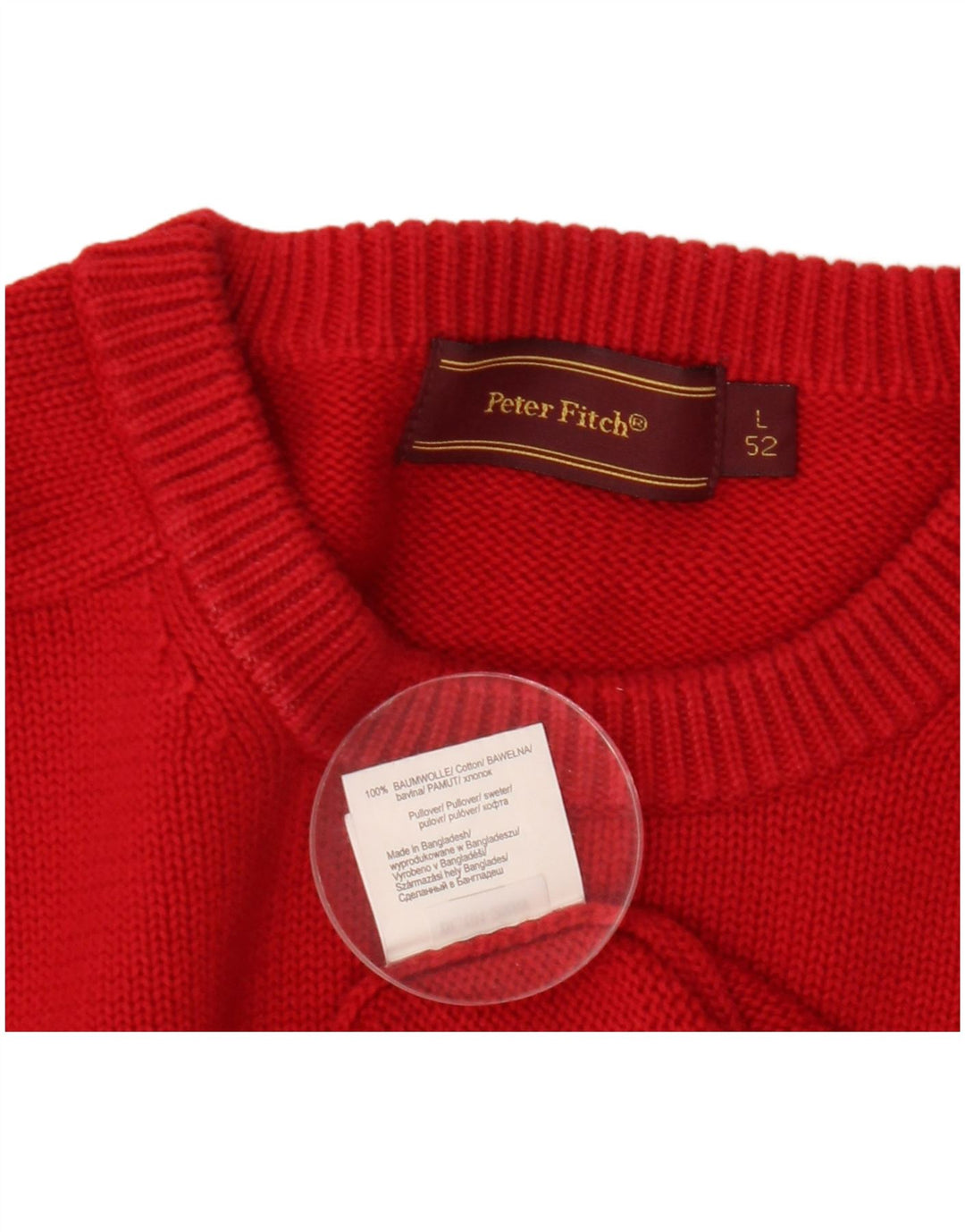 Suéter masculino Peter Fitch com gola redonda, grande algodão vermelho