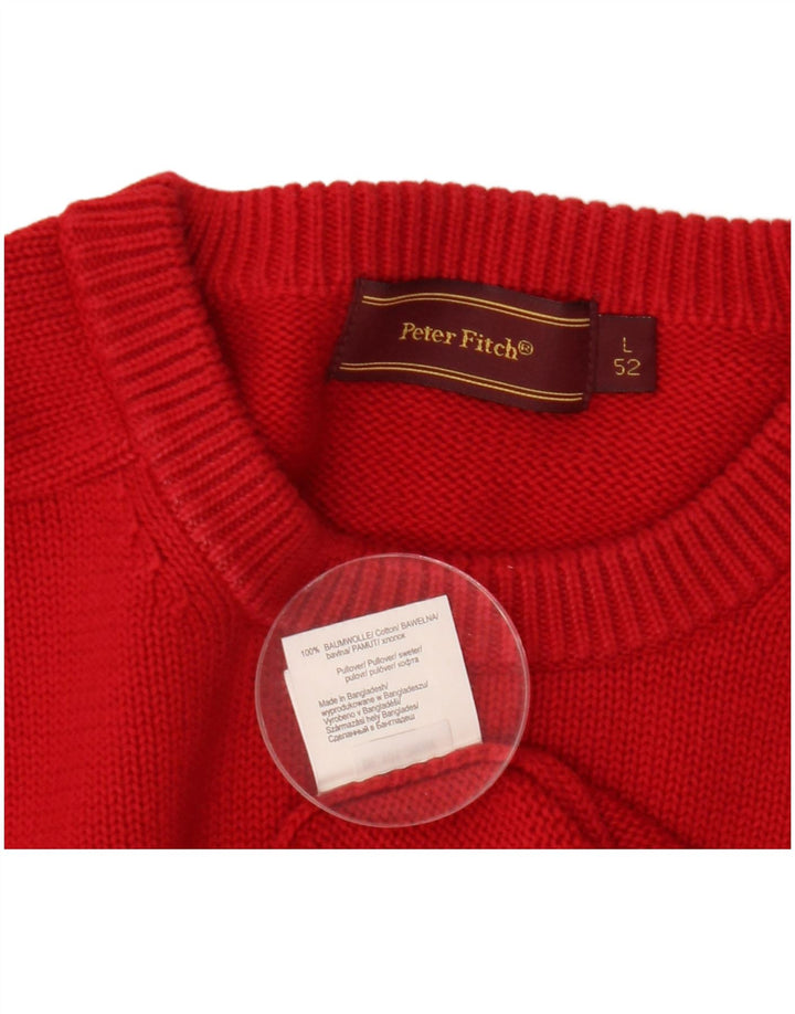 Suéter masculino Peter Fitch com gola redonda, grande algodão vermelho