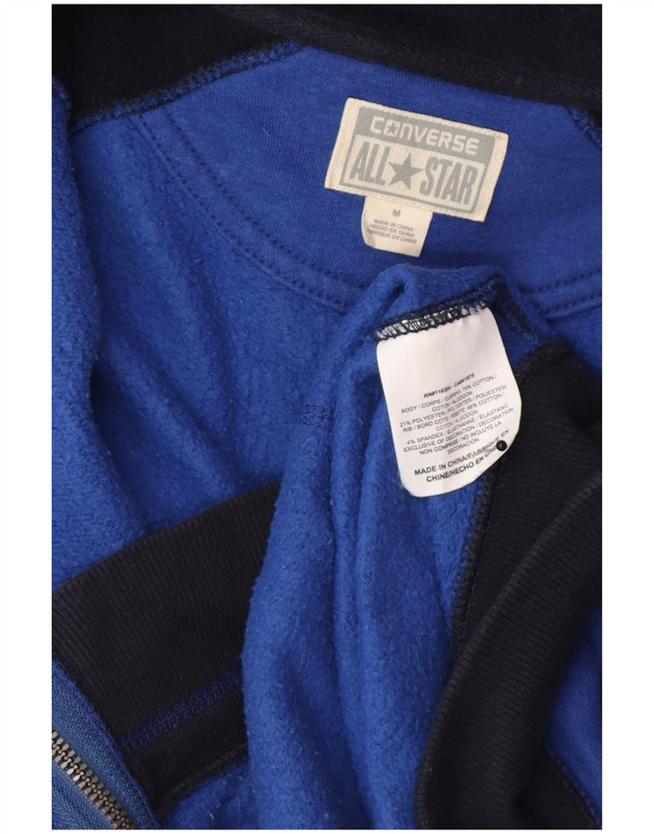 Suéter Converse masculino com capuz e zíper gráfico médio azul marinho bloco colorido