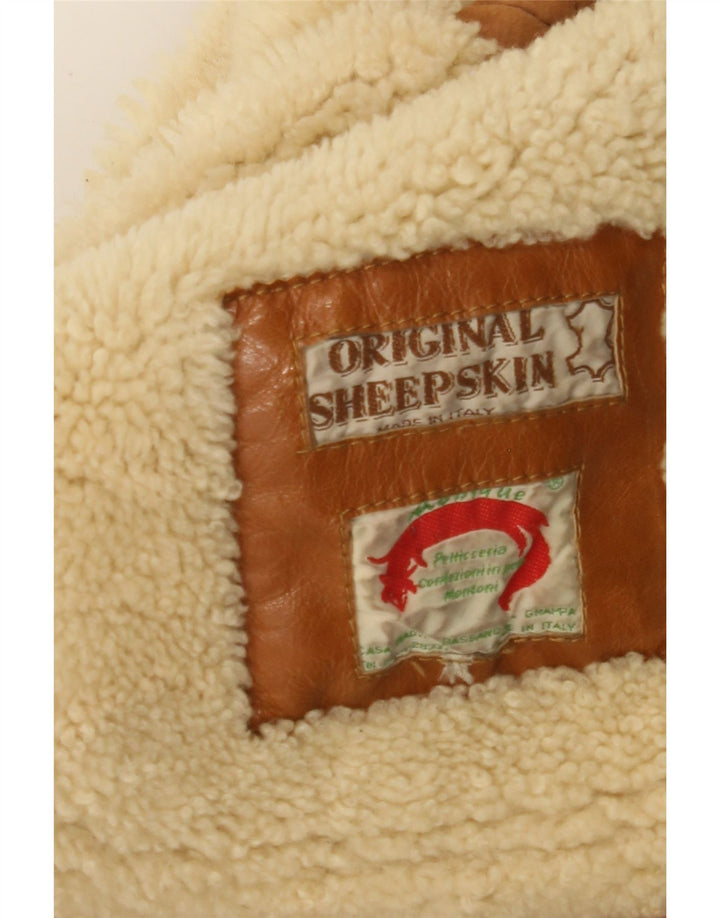 Jaqueta masculina vintage Shearling UK 36 pequena pele de carneiro bege