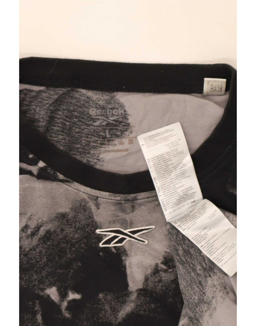 Camiseta masculina Reebok Abstract Pattern Top grande de algodão preto