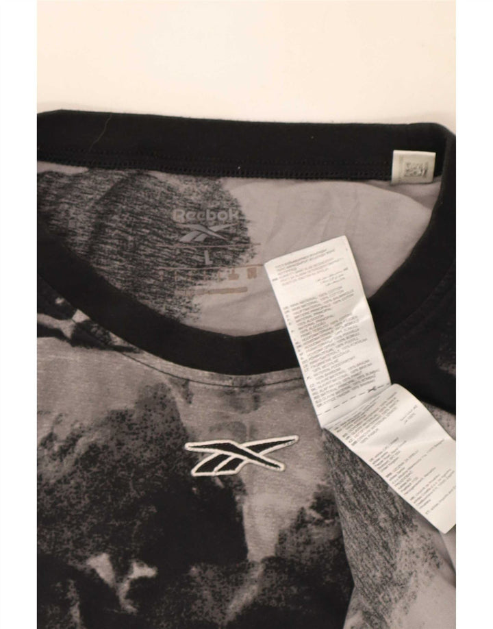 Camiseta masculina Reebok Abstract Pattern Top grande de algodão preto