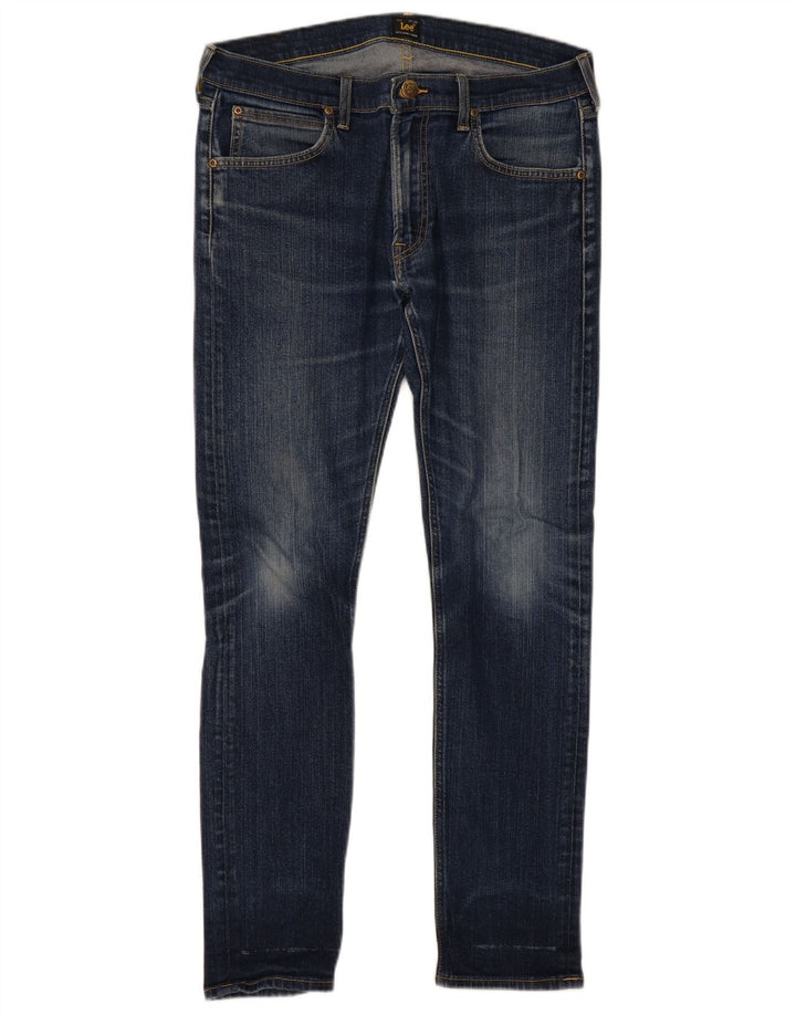 Lee Womens Luke Slim Jeans W34 L32 Azul Algodão