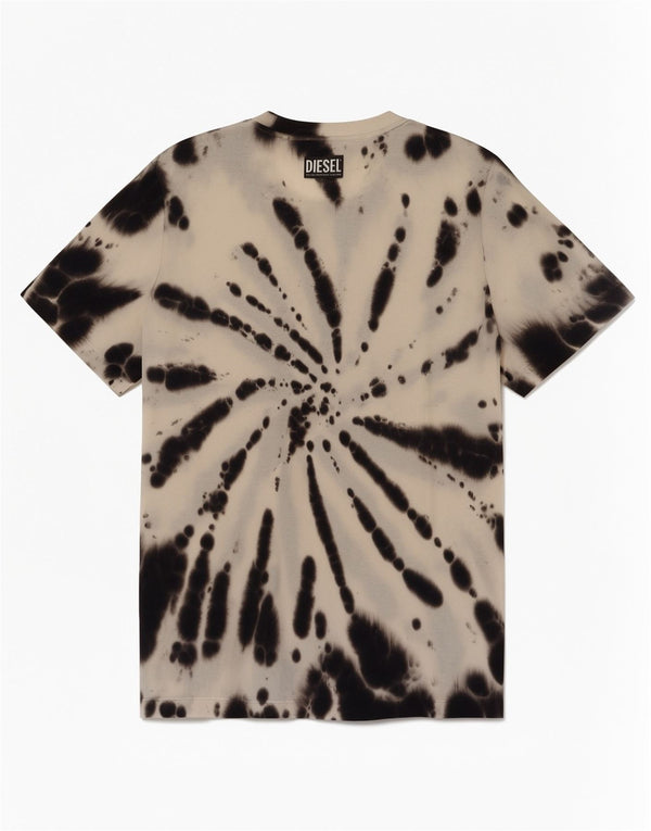 Camiseta masculina diesel de manga curta com estampa gráfica pequena tie-dye multicolorida
