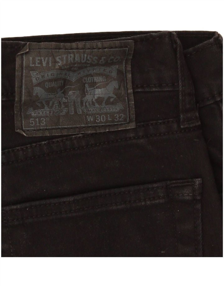 Levi's Masculino 513 Slim Straight Jeans W30 L32 Algodão Preto