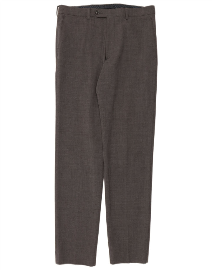 Calça masculina Marks & Spencer sob medida slim fit W32 L33 lã cinza