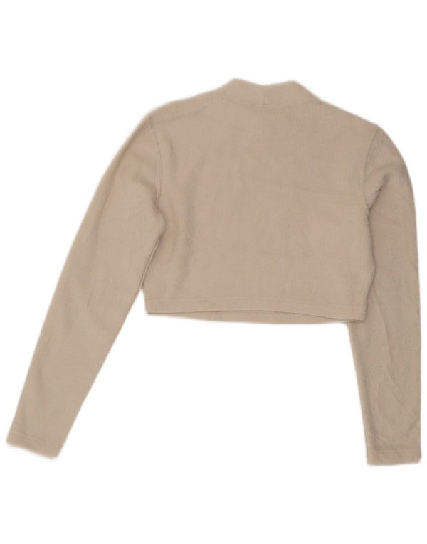Nike Womens Crop Velour Top Manga Longa UK 12 Médio Off White Poliéster