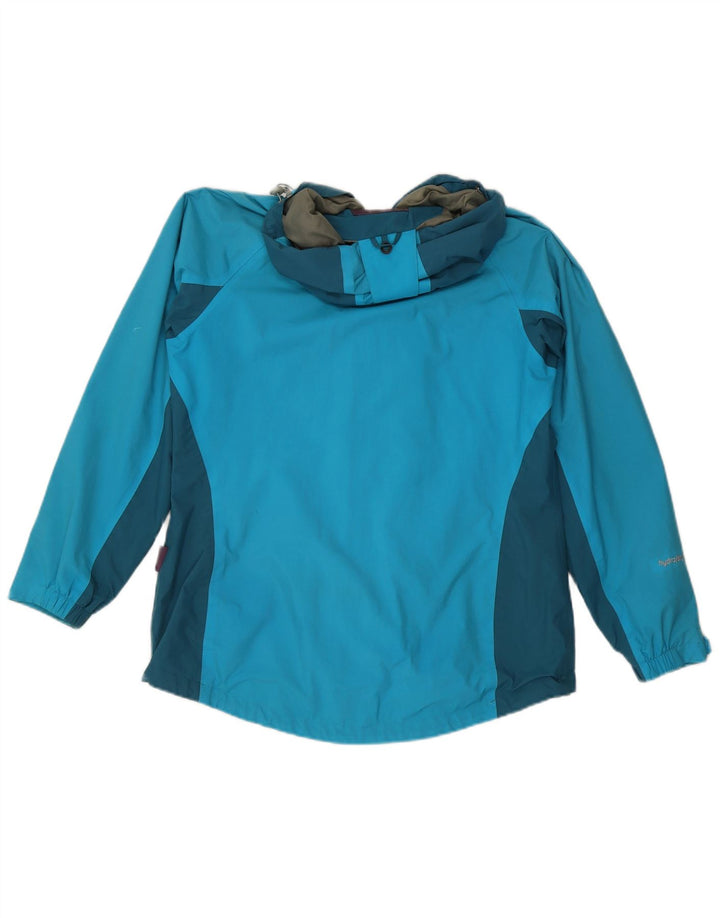 Jaqueta corta-vento feminina Sprayway com capuz Reino Unido 12 bloco colorido azul médio