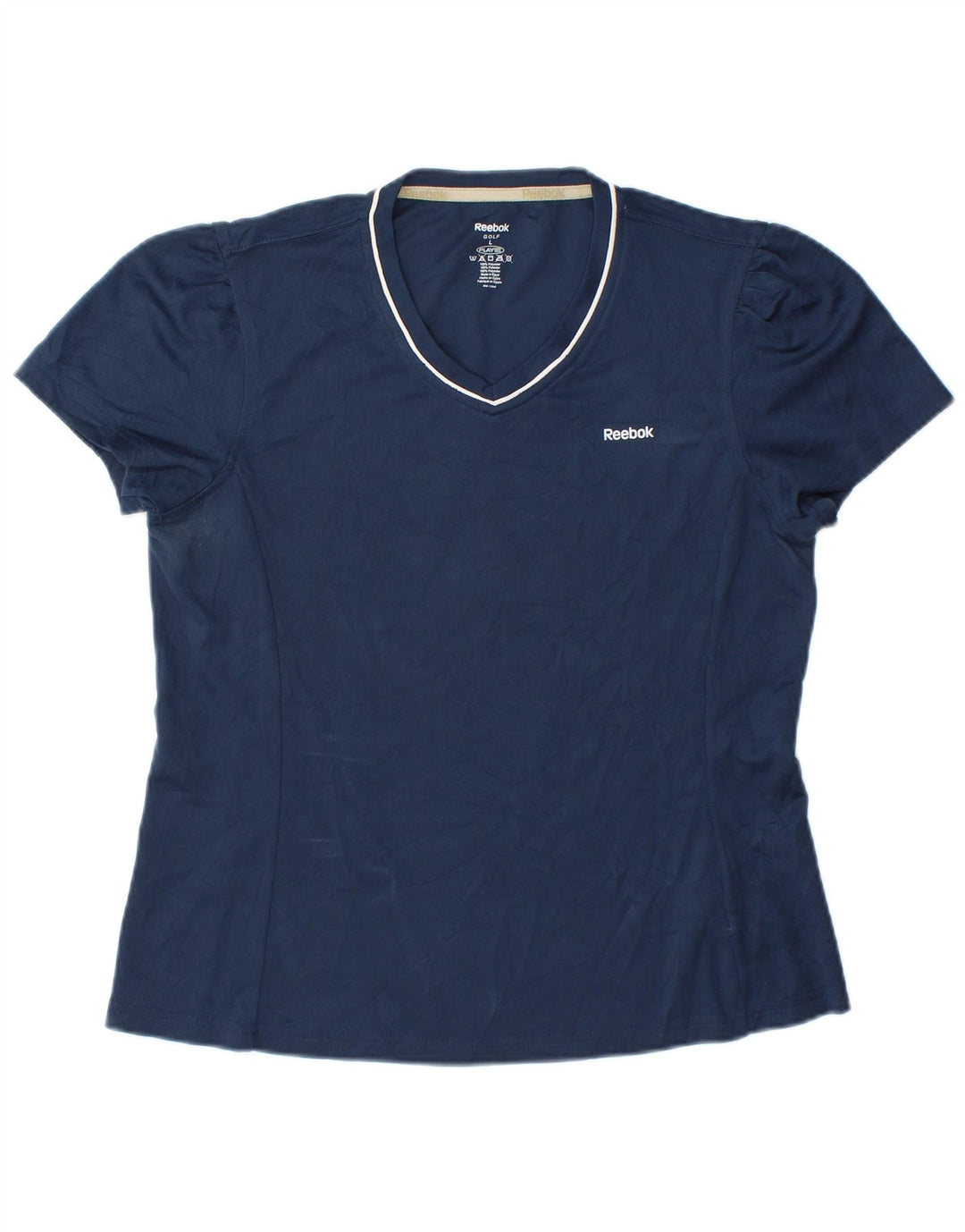 Camiseta feminina Reebok Top UK 14 grande poliéster azul marinho