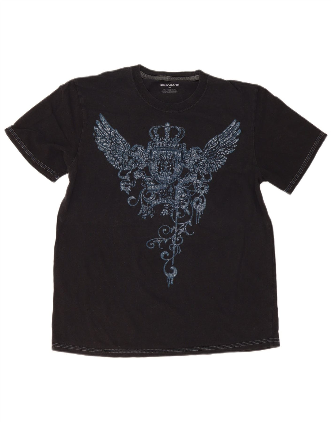 Camiseta feminina gráfica Dkny UK 16 grande preta