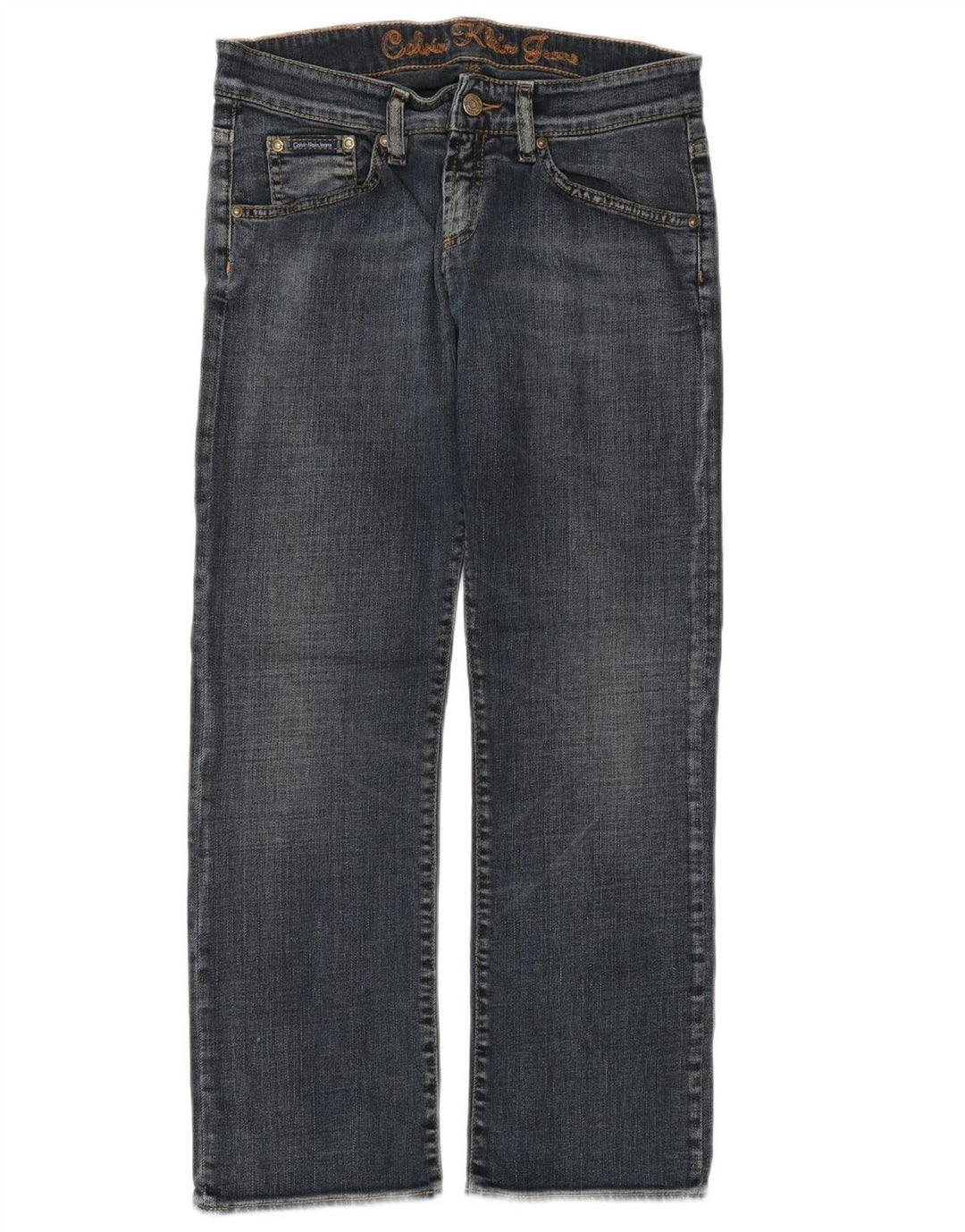 Calça jeans reta feminina CALVIN KLEIN W30 L27 algodão azul