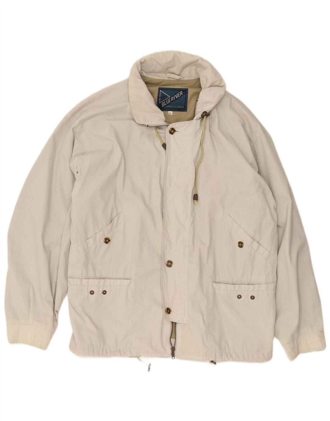 Jaqueta utilitária masculina vintage UK 42 XL algodão bege