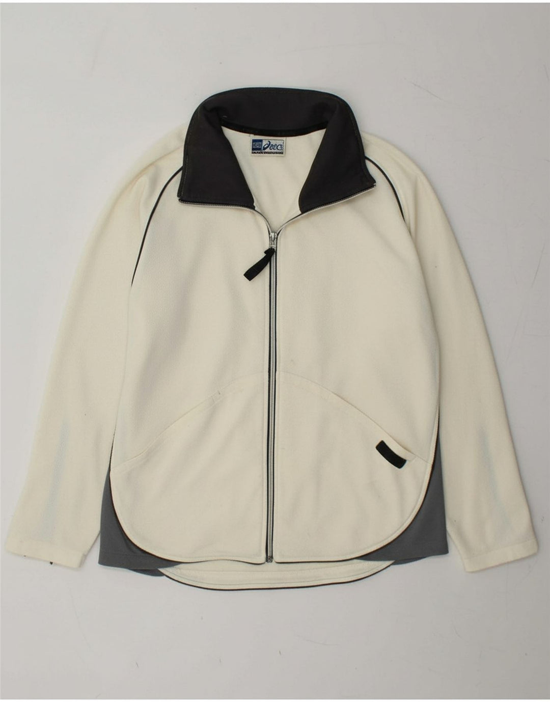 ASICS Womens Tracksuit Top Jacket UK 16 Grande bloco colorido branco