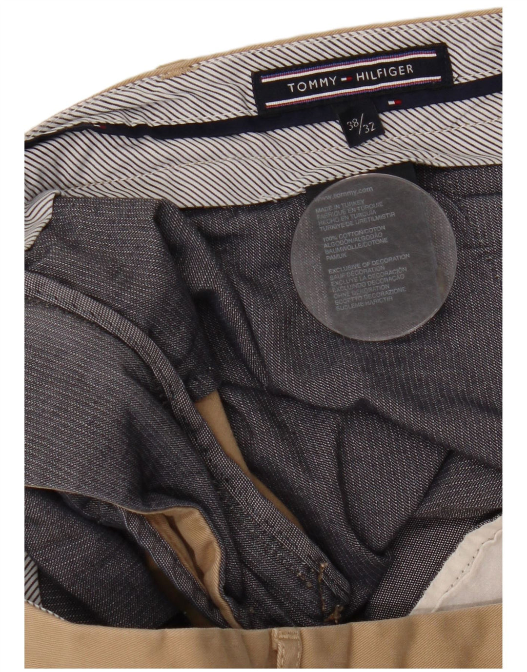 Calça Chino masculina TOMMY HILFIGER W38 L32 algodão bege