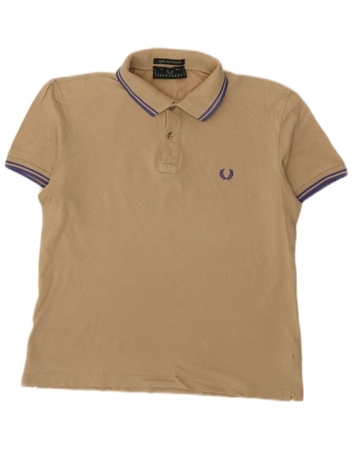 Camisa polo masculina leve e elástica Fred Perry de algodão bege médio